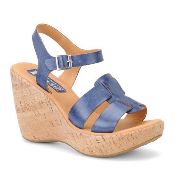 Kork-Ease Shoes - Kork-Ease Della Soft Leather Blue/Teal Espadrilles Sandals Size 8